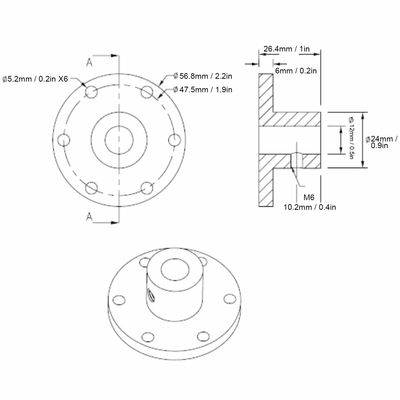 Sprzęgło Wału Kołnierzowego Aluminiowe 12mm do Modeli DIY