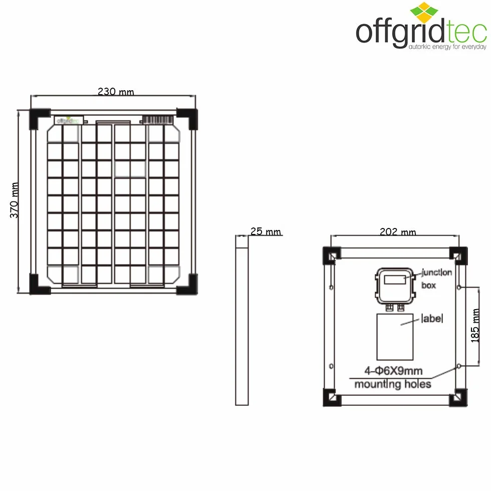 Offgridtec Panel słoneczny 10 W MONO 12 V
