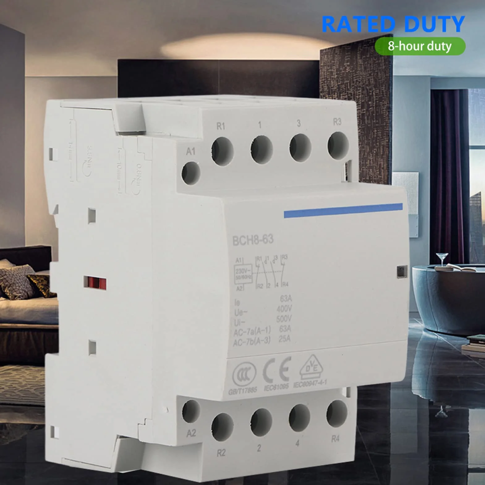 2P 63A 24V/230V 50/60Hz domowy stycznik AC, 2NO/2NC uniwersalne sterowanie obwodem, montaż na szynie DIN, energooszczędny, zamiennik silnika AC, 2-biegunowy (AC230V)