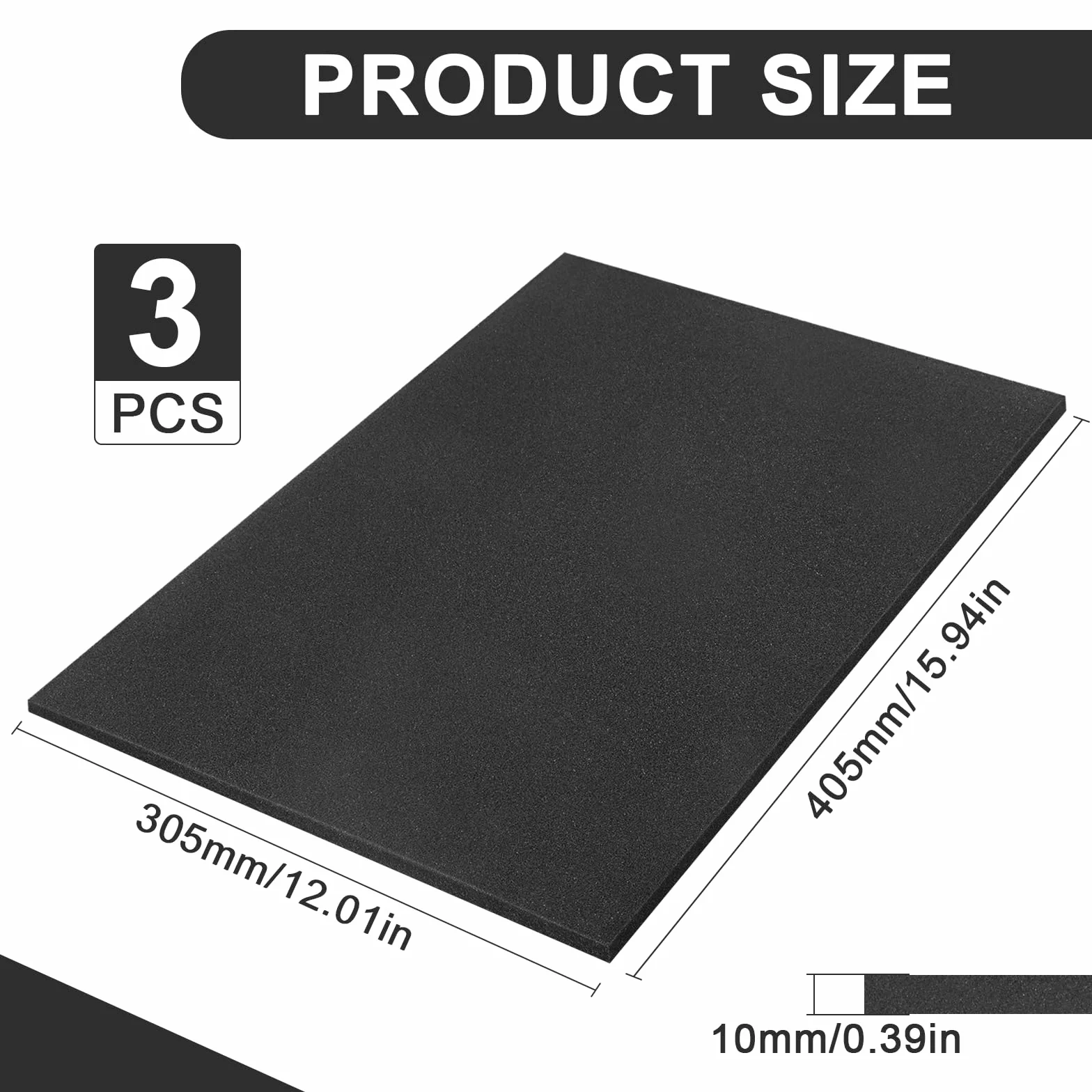 Pianka rastrowa w kostce 405 x 305 x 10 mm czarna 3 sztuki