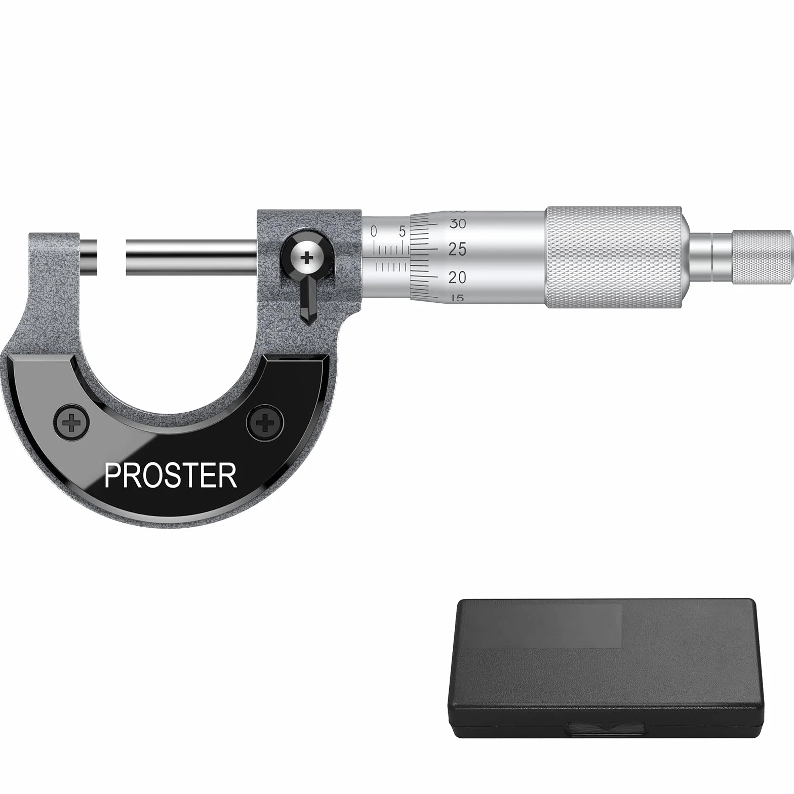 Proster Mikrometr zewnętrzny 0-25 mm (0,01 mm podziałki) metryczny zacisk zewnętrzny z kluczem zerowym i pudełkiem do pakowania wysoki zewnętrzny mikrometr metryczny precyzyjne narzędzie maszynowe