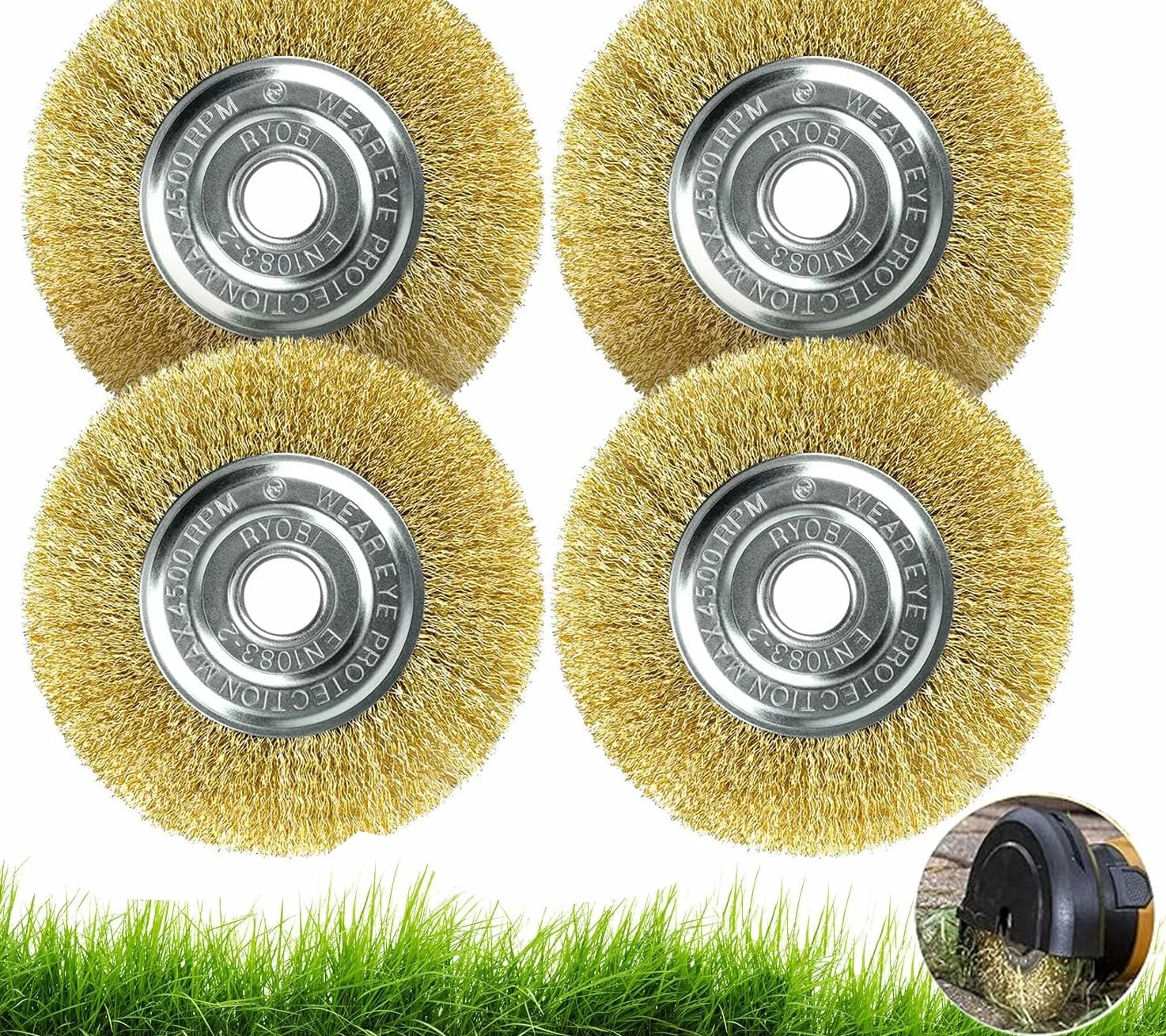 Zestaw szczotek do fug, 4 sztuki szczotek drucianych do Gloria Multibrush i Weedbrush, Ø 11,5 cm, akcesoria do czyszczenia podłóg, mchu, brudu i chwastów w fugach
