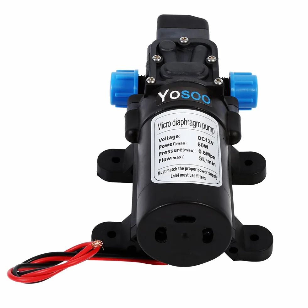Yosoo Pompa Wodna 12V 60W 5L/min 115 PSI Wysokociśnieniowa Membrana Automatyczna