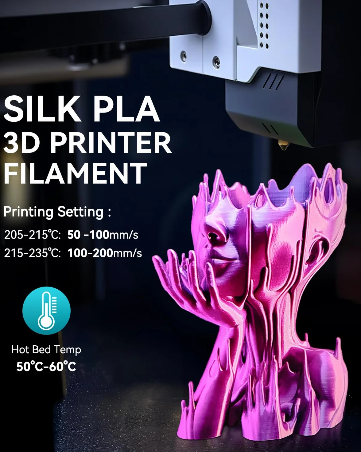 SUNLU PLA+ jedwabny filament 3D 1,75 mm 1 kg szpula jasne złoto
