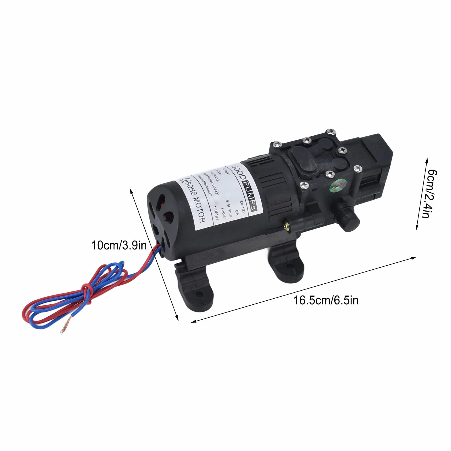 Pompa ciśnieniowa DC 12 V, samozasysająca pompa wodna 70 W 8 l/min membranowa ciśnieniowa mikroprzeponowa wysokociśnieniowa przełącznikiem ciśnieniowym kamperów łodzi zraszaczy ogrodowych