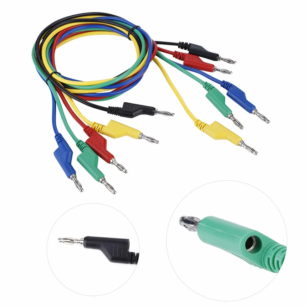 5 sztuk 1 m 4 mm wtyk bananowy kabel zasilający przewody pomiarowe wtyczka kablowa podwójna głowica wtyczka bananowa do multimetra