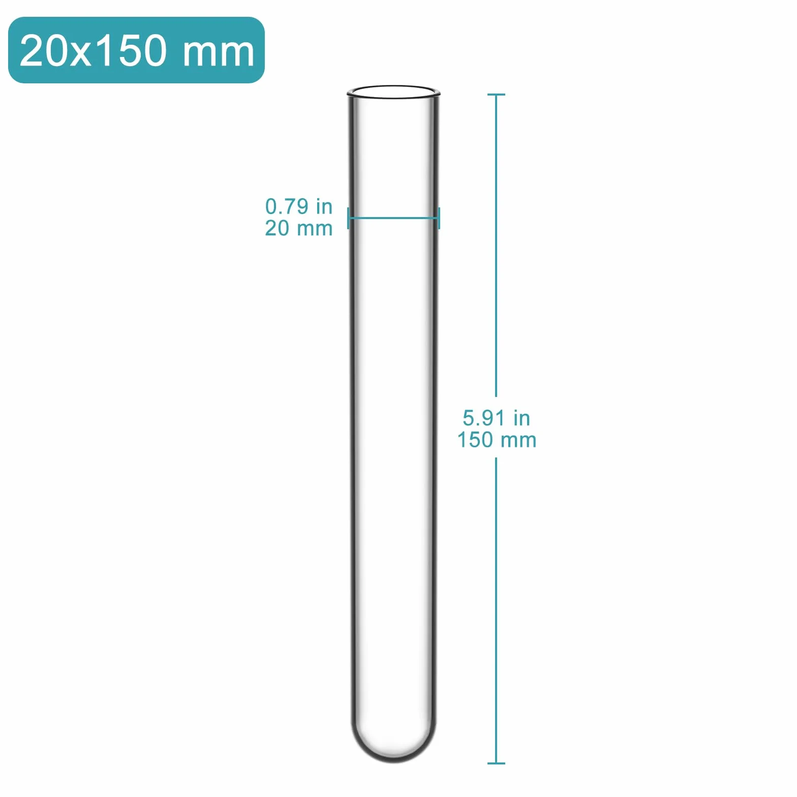 StonyLab probówki ze szkła borokrzemowego okrągłe dno 20 mm x 150 mm 20 szt.