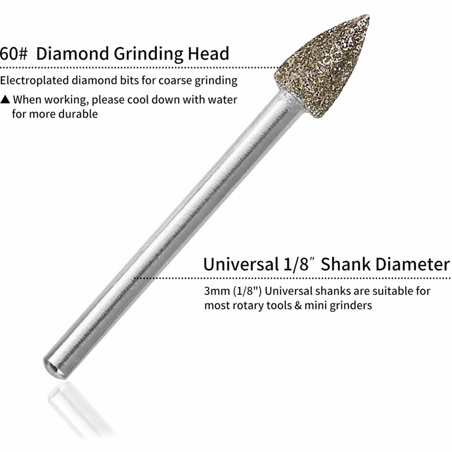 3mm Shank Diamond Grinding Head Burrs Bit Set 20pcs Mini Drill Abrasive Tools