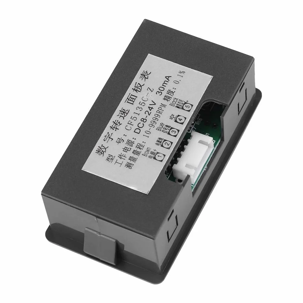 Samfox Cyfrowy tachometr - 4 cyfrowy tachometr LED RPM prędkościomierz + czujnik zbliżeniowy holu NPN (kolor: Czerwony)