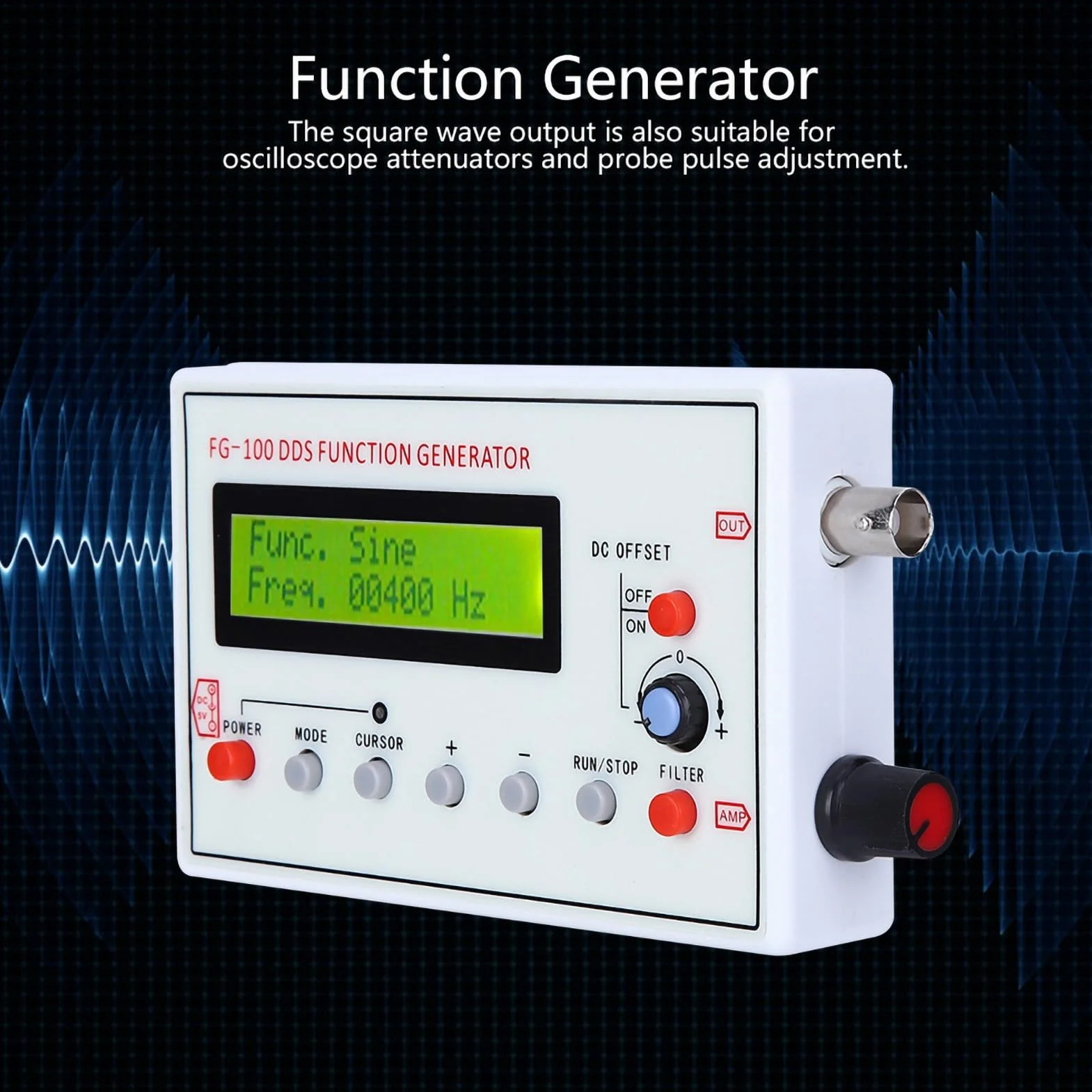 Generator Funkcji DDS 1 Hz–500 KHz Sinusoida z Filtrem, Licznik Źródła Sygnału DC 5 V