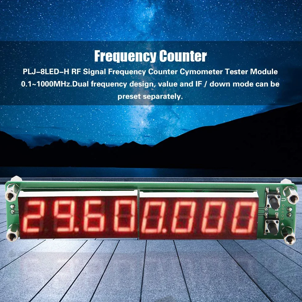 PLJ-8LED-H RF licznik częstotliwości Cymometr moduł tester 0,1~1000 MHz (podświetlana czcionka czerwona)