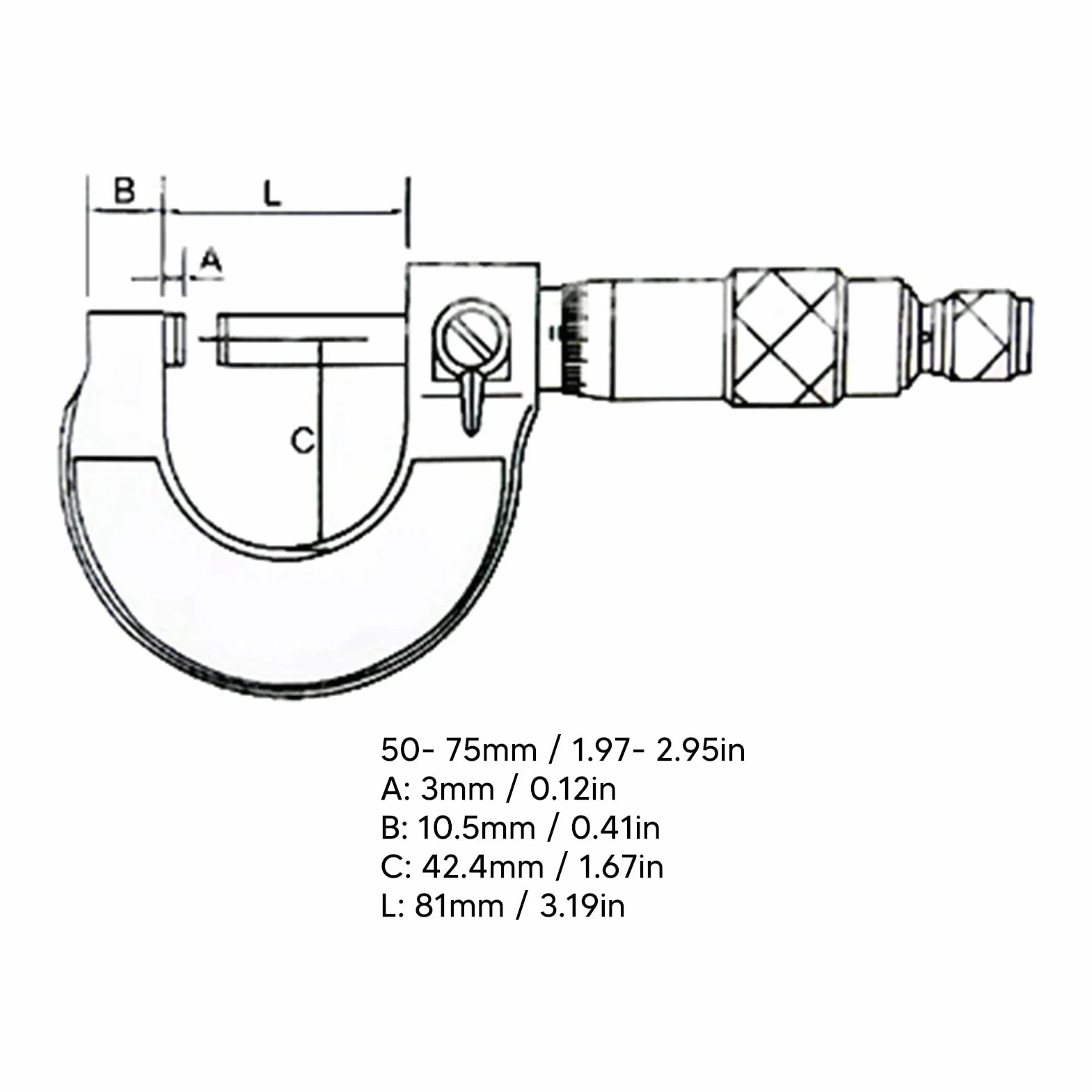Mikrometr 50-75/0,01mm Przenośny Miernik Grubości Suwmiarki Mikrometrycznej