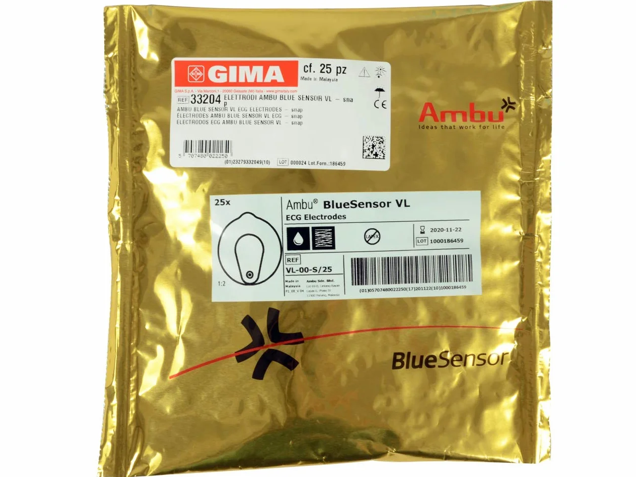 Ambu 33204 elektrody, niebieski czujnik, VL, Snap, 25 sztuk