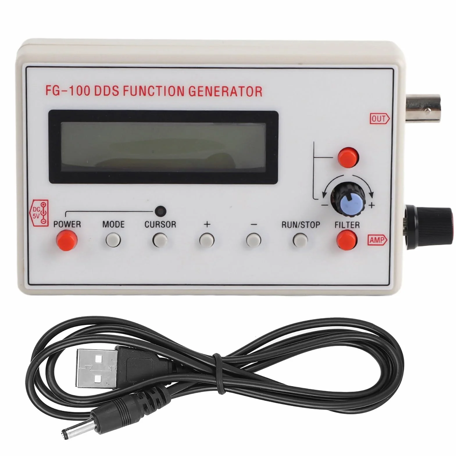 FG-100 Generator Funkcyjny DDS 1HZ-500KHz Generator Sygnału Funkcjonalnego Licznik Stabilna częstotliwość Sinusoidalny Trójkąt Kwadratowy Przebieg Piłokształtny