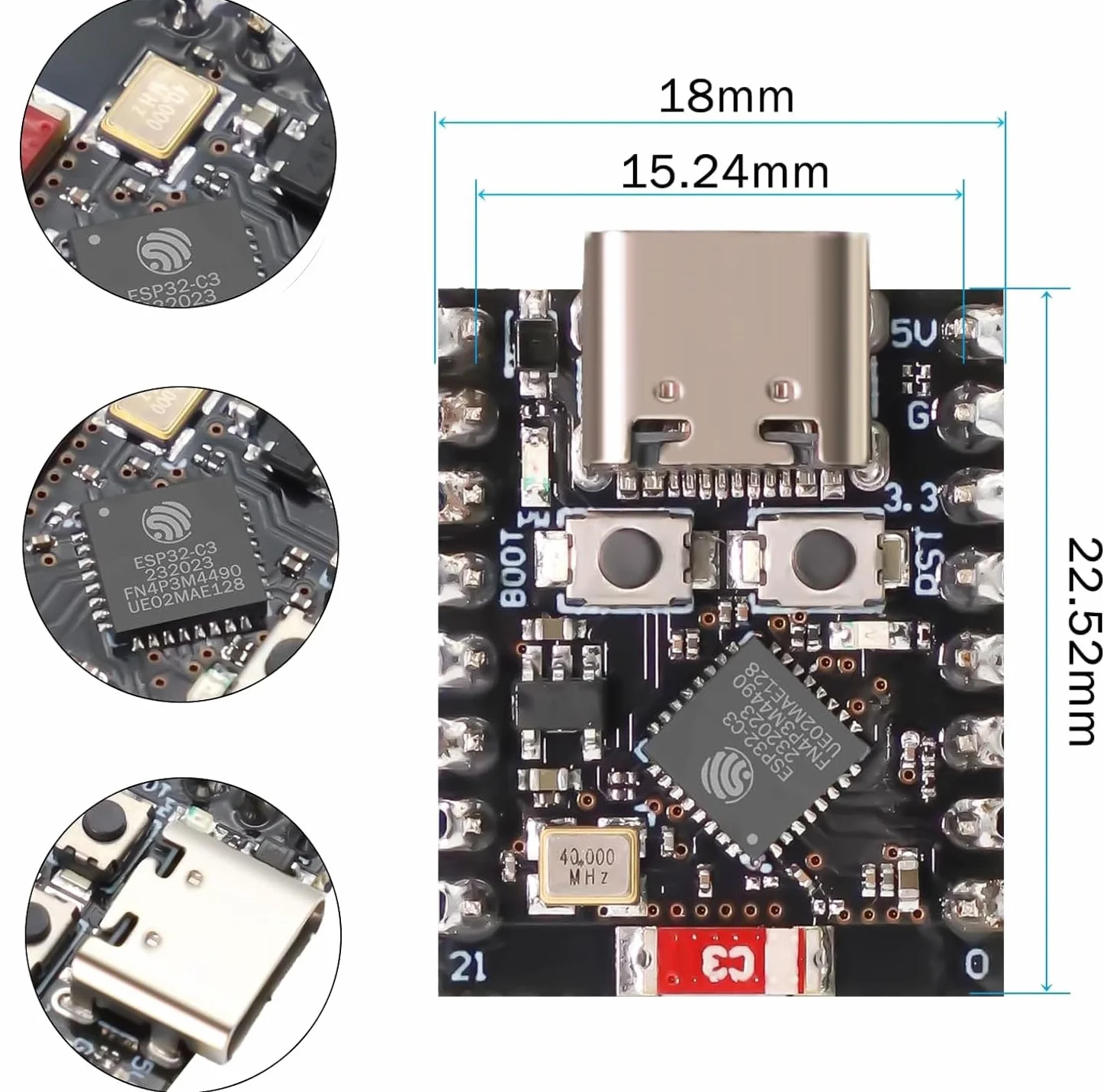 ESP32 ESP32-C3 deska rozwojowa Mini WiFi Bluetooth kompatybilna Arduino (6 szt.)