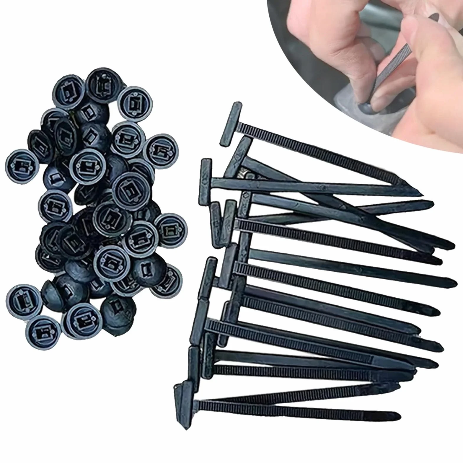 Nylon Universal Cable Tie Buckle, Heavy Duty Self-Locking Nylon Zip Ties Holder, Multipurpose Plastic Cable Ties Tool, Solve Car Body Fastening Problems, Bumper Retainer Clips for Car Daily Repair(200