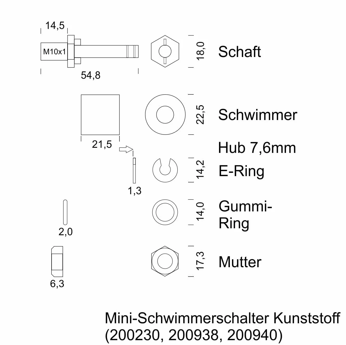 Schabus Mini Float Switch 200940 2,50 m