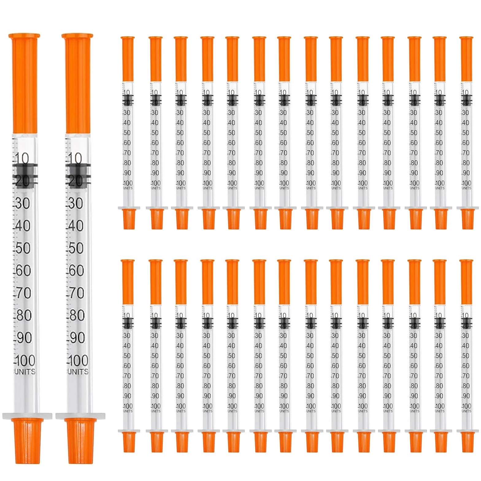 30 sztuk strzykawek 1 ml/cc 29 G-8 mm, strzykawki 1 ml, plastikowa tubka, uniwersalne narzędzia pomiarowe, pakowane pojedynczo