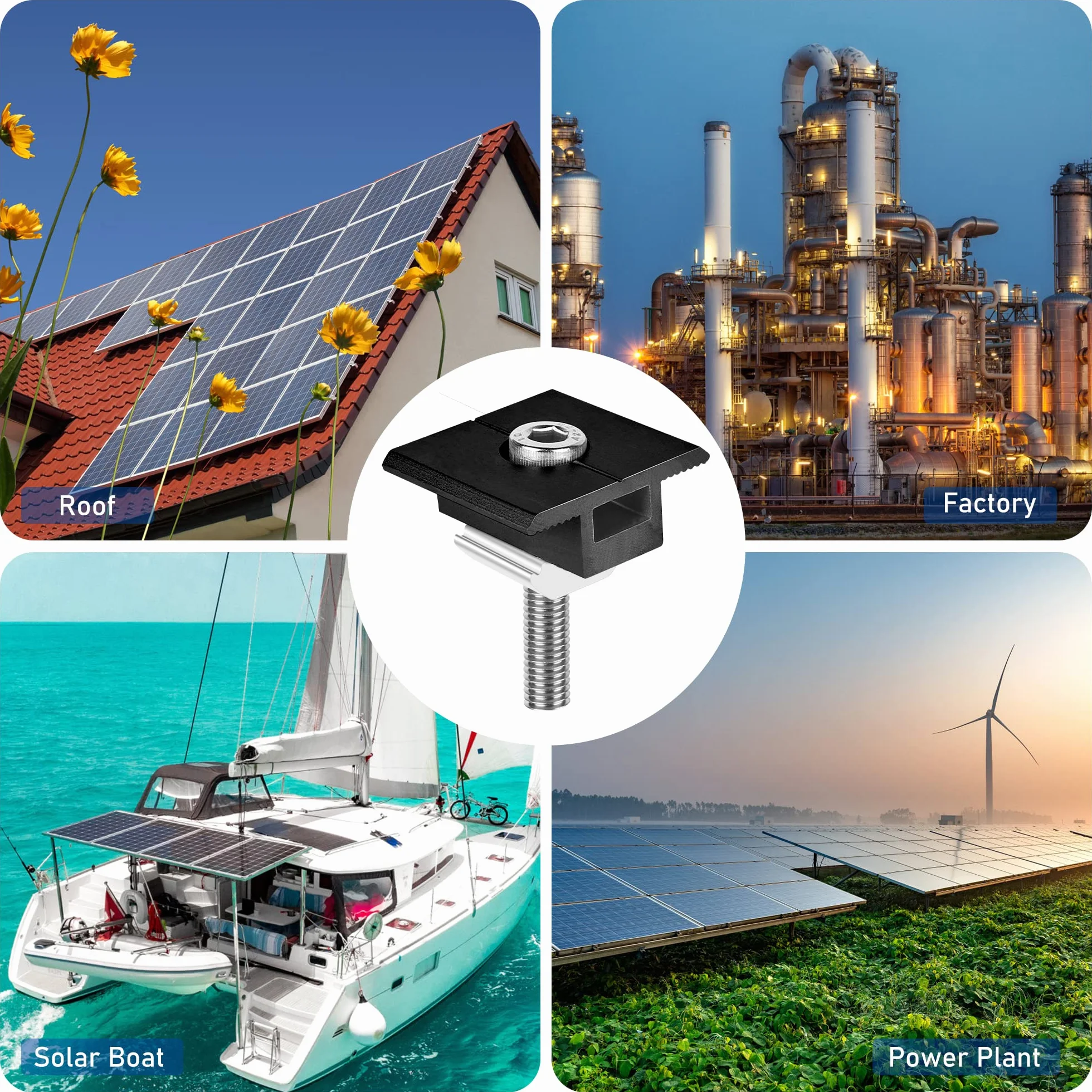 Uchwyt do modułu solarnego zacisk środkowy 30 mm czarny 10 sztuk