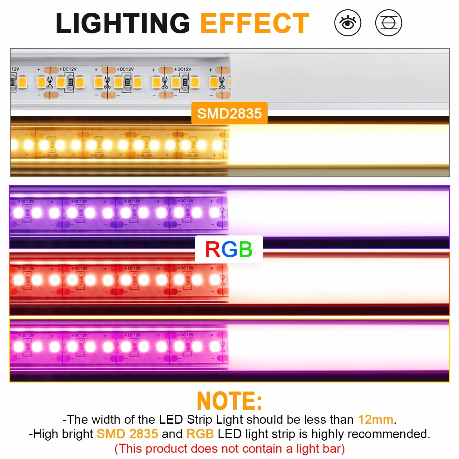 Angdarun Profil LED, 6 szt. w kształcie litery V, 1 m, do profilu aluminiowego LED, kanału, dyfuzora, z mlecznobiałą osłoną paska