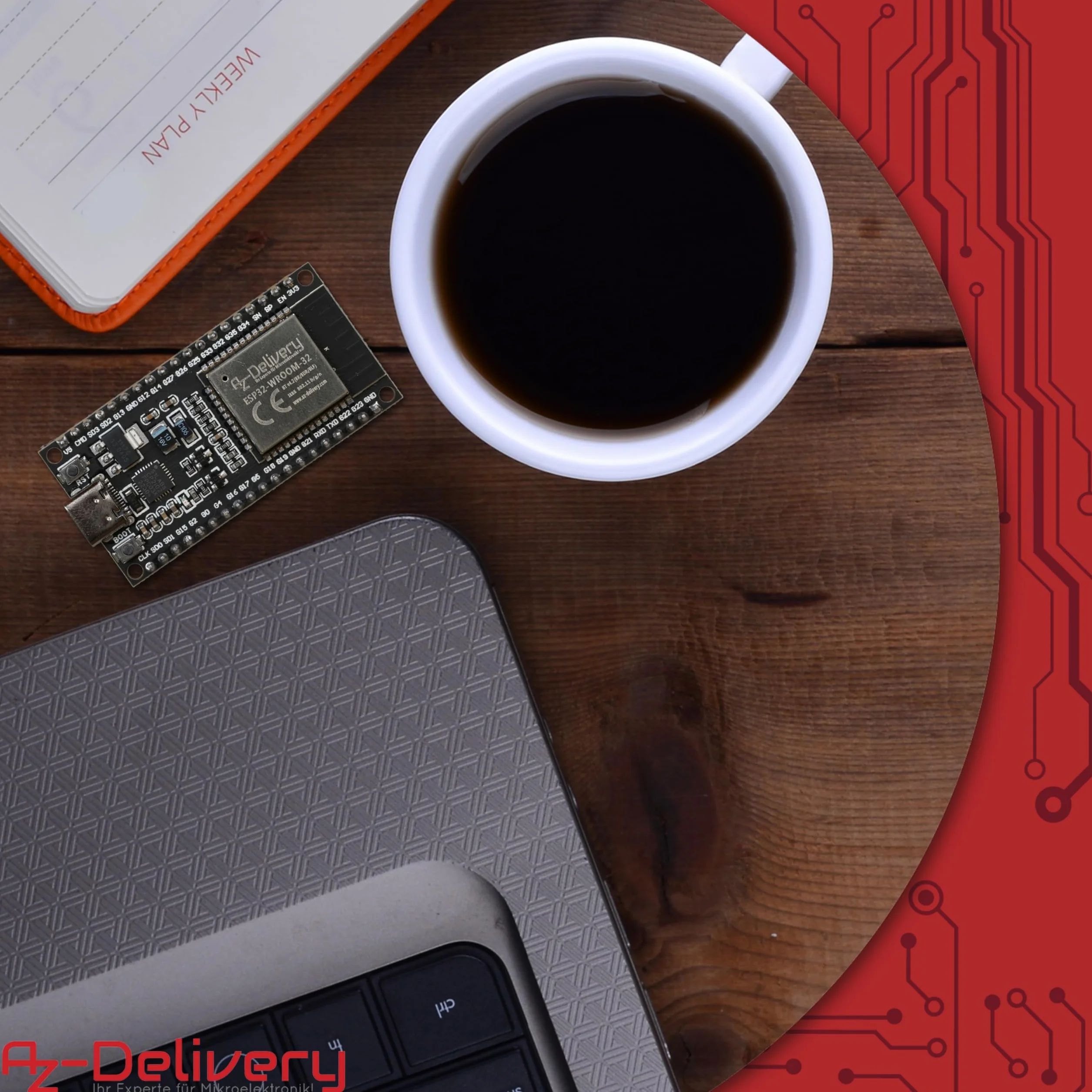 AZDelivery ESP32 NodeMCU Zestaw C Dev WLAN Moduł z CP2102 USB-C ESP32 WROOM 32 Arduino