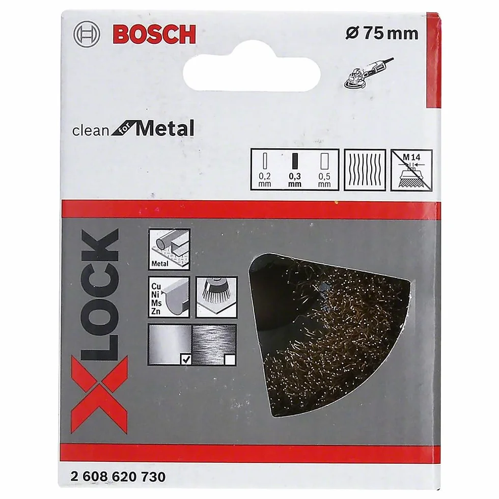 Bosch Profesional Szczotka garnkowa druciana z systemem X-LOCK, drut falisty 75, mosiężny 75 mm, 0,3 mm, X-LOCK