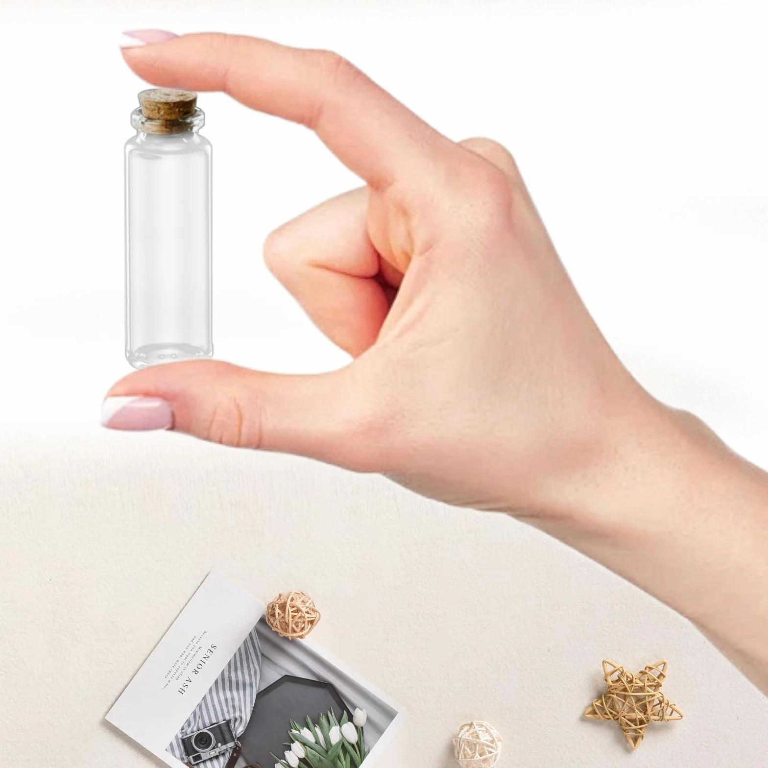 30 szt. 10 ml mini szklane buteleczki z korkiem na wesele