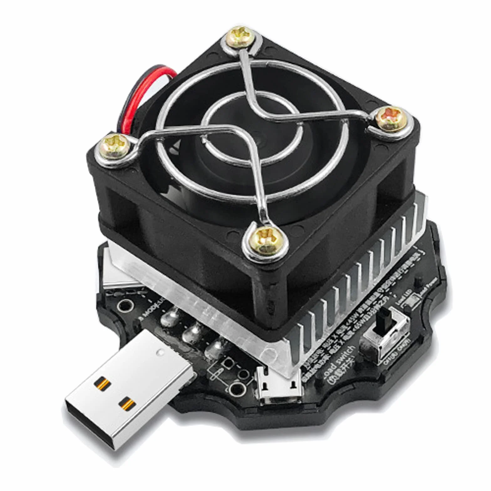 Tester obciążenia USB 65 W, regulowane obciążenie elektroniczne z obsługą wentylatora chłodnicy, szybkie ładowanie do testowania prądu ładowania w połączeniu z miernikiem testowym USB