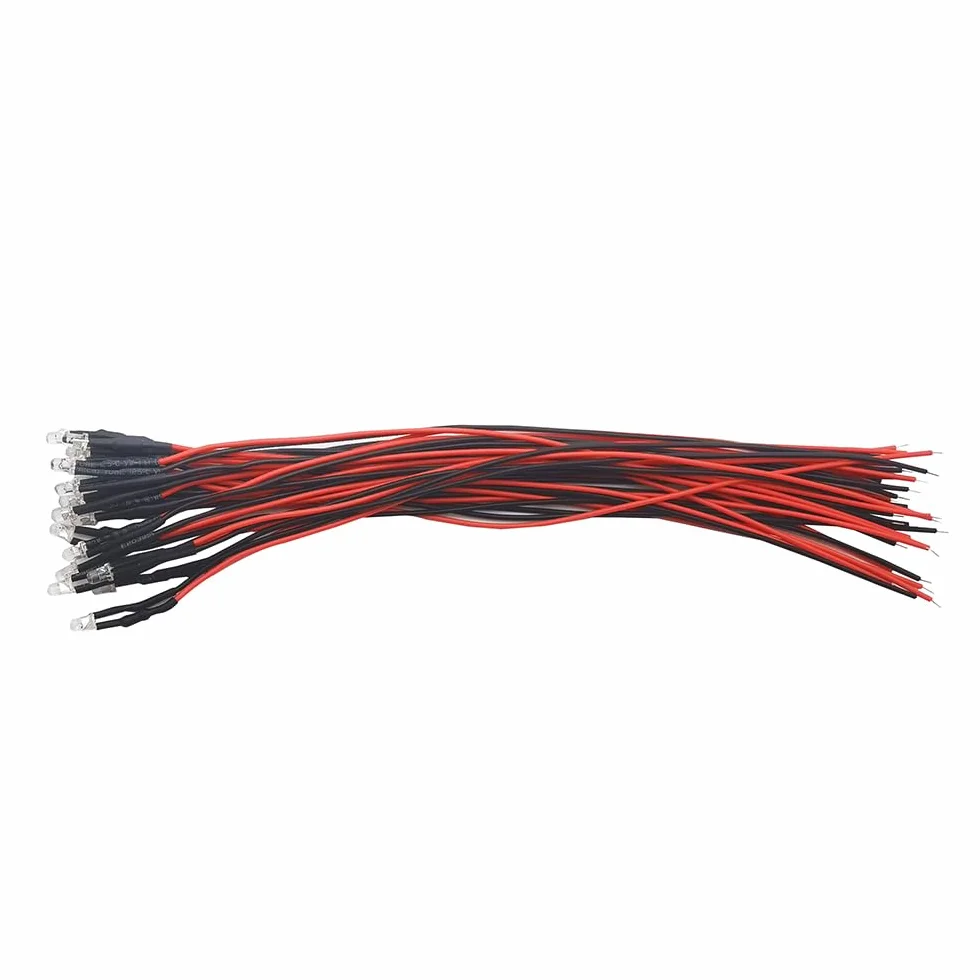 35 sztuk (7 kolorów x 5 sztuk) 3 mm świecowe diody LED świecowe LED Pre Wired 7,9 cala DC 9-12 V zestaw lamp emitujących różne kolory ciepła biel czerwony żółty zielony niebieski pomarańczowy