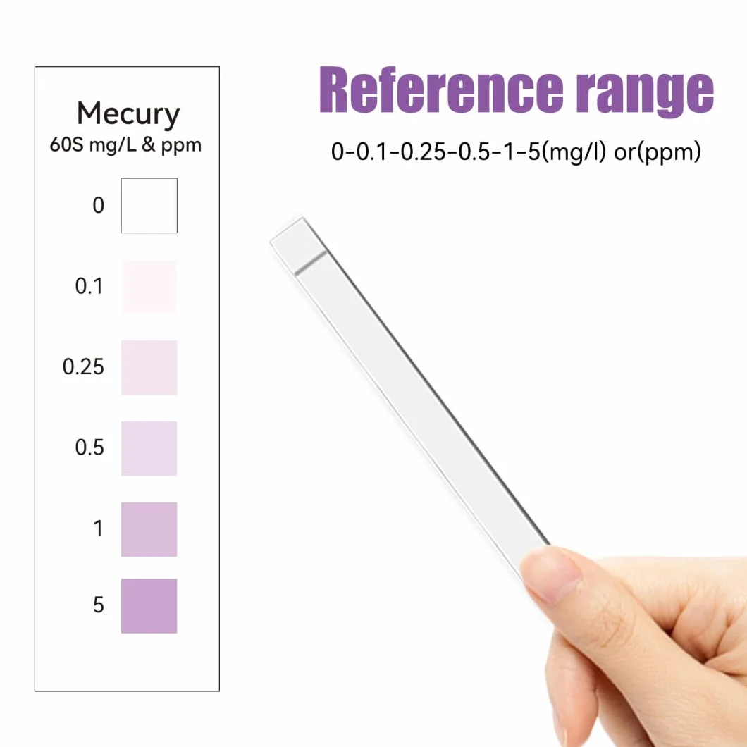 Paski testowe rtęci 30 sztuk 0–5 mg/l Hg² szybki test wody i kosmetyków metali ciężkich