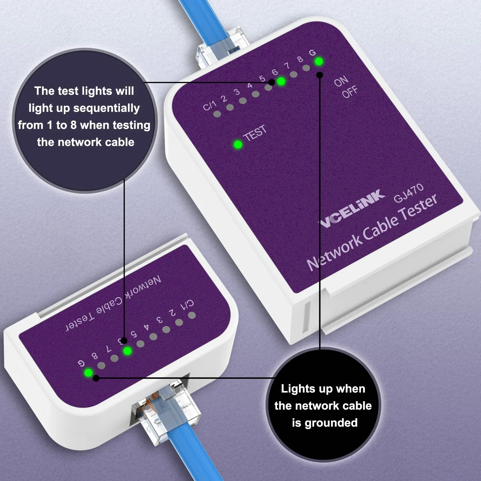 VCELINK Tester sieci RJ45 do kabli Cat8 Cat7 Cat6 Cat6a Cat5 Cat5e