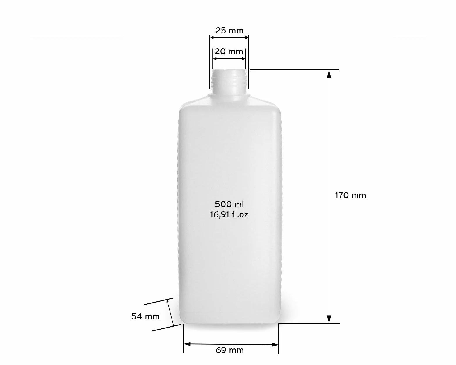 Octopus 5 x 500 ml butelki z tworzywa sztucznego, butelki plastikowe HDPE z czarnymi zakrętkami, puste butelki z czarnymi zakrętkami, kwadratowe butelki z 5 etykietami do opisywania