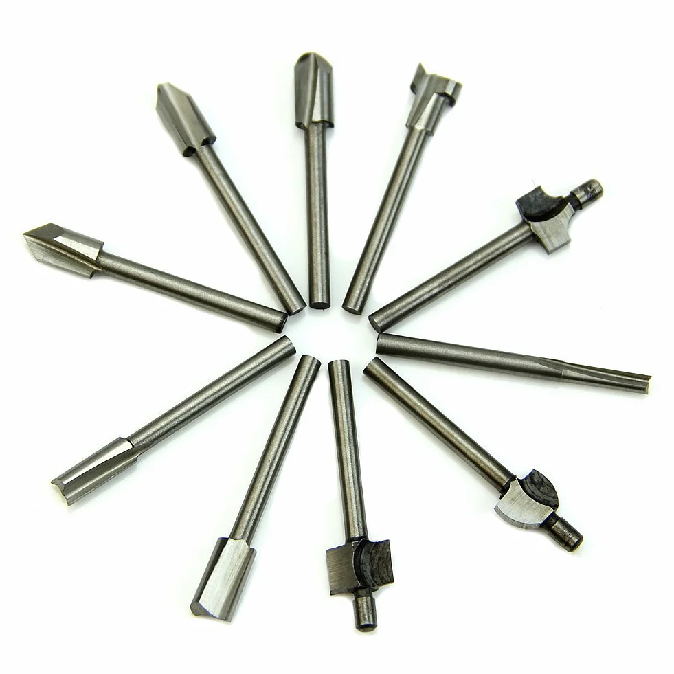 10 sztuk 1/8 cala 3 mm frez mini HSS frez do drewna frezy frezy pilniki kompatybilne z większością zestawów narzędzi obrotowych
