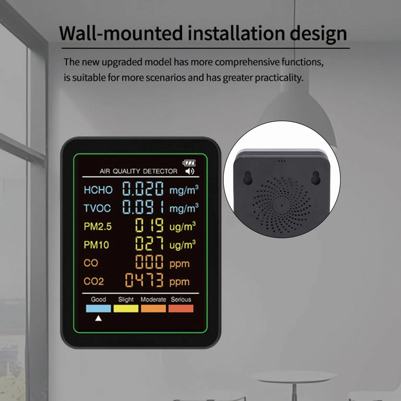 Elprico Monitor Jakości Powietrza 6 w 1, Wewnętrzny Detektor CO2 i Miernik PM2,5 PM10 z Elektrochemicznym Czujnikiem Podczerwieni, Przenośny Tester CO2 HCHO TVOC do Domu