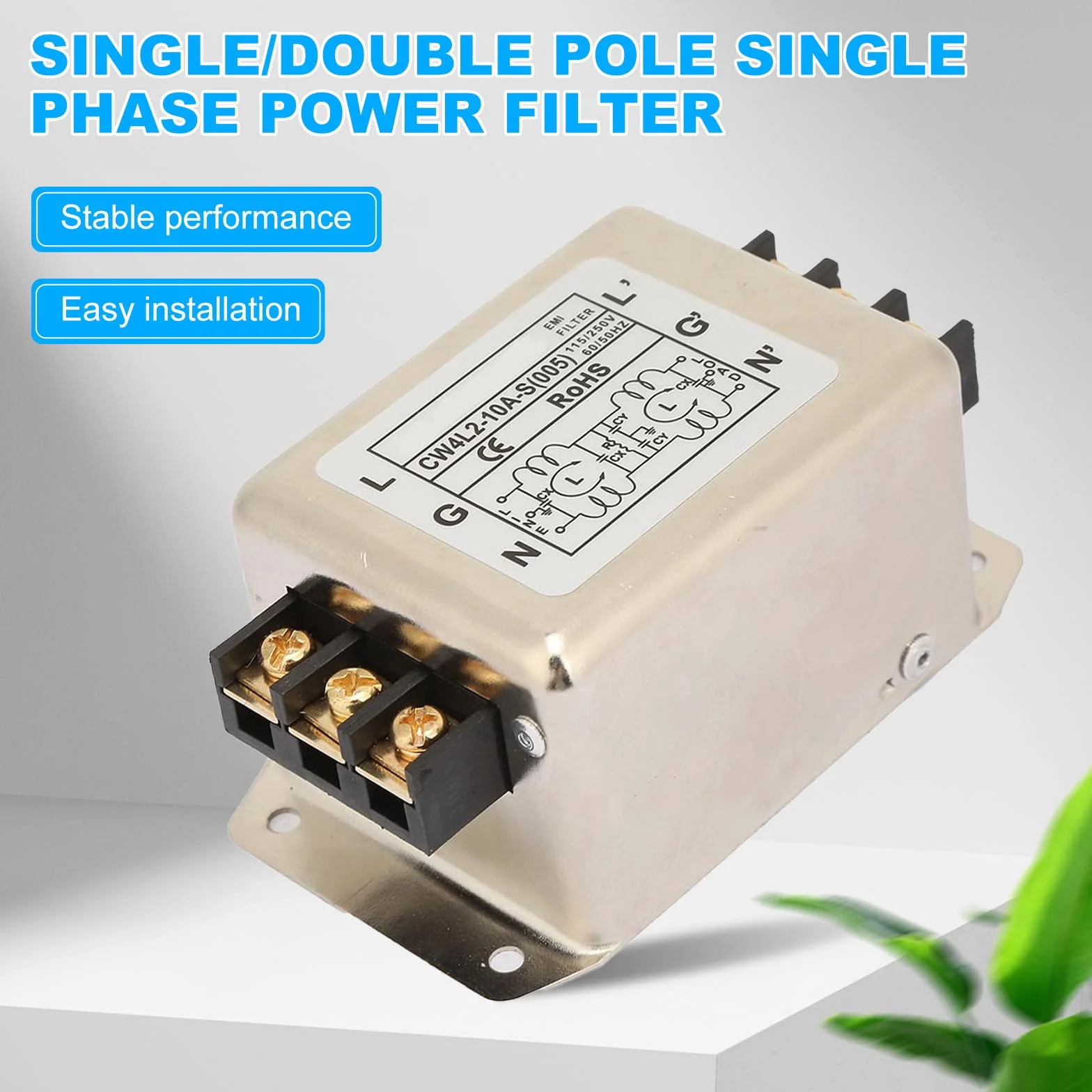 Filtr sieciowy EMI 115V 250V 10A 50/60 Hz jednobiegunowy dwubiegunowy
