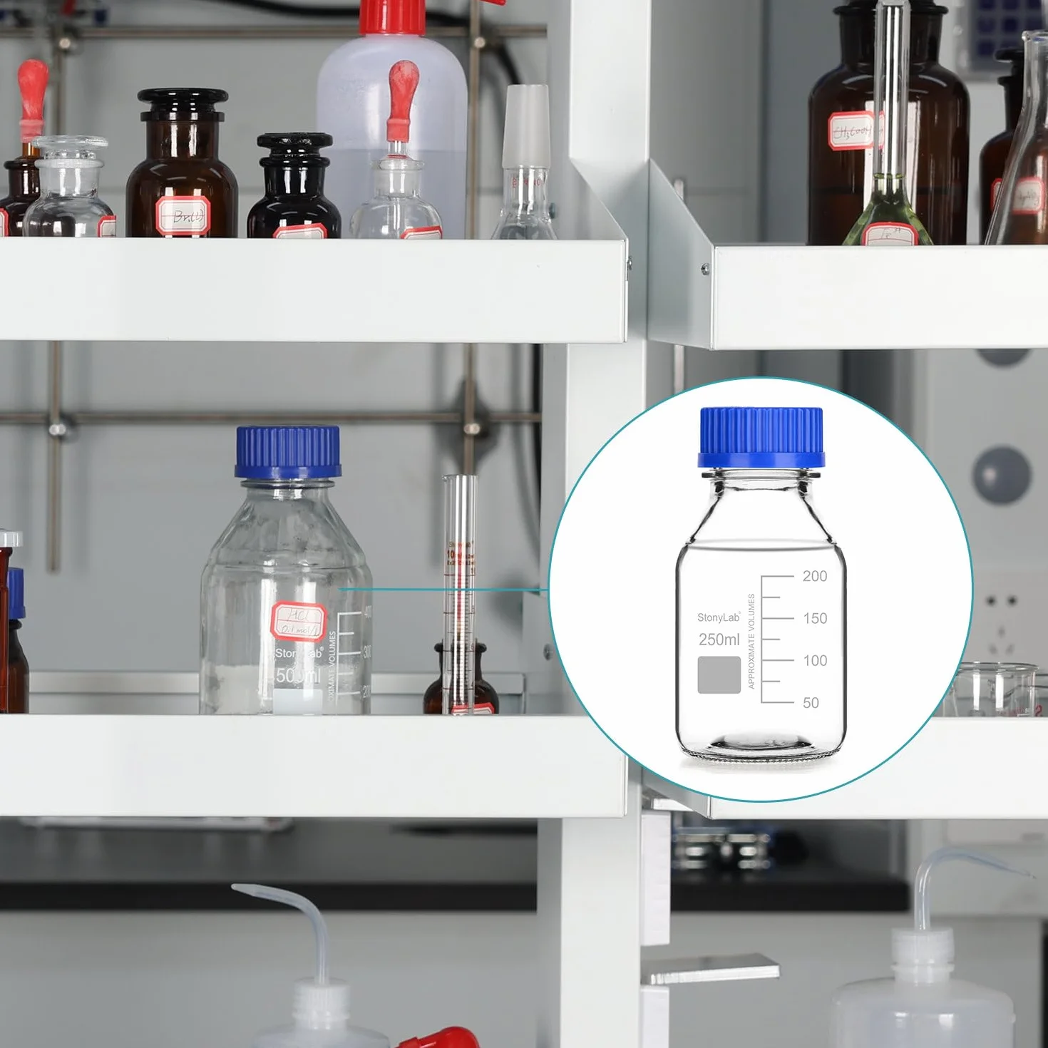 Szklane butelki okrągłe GL45 500 ml z zakrętką