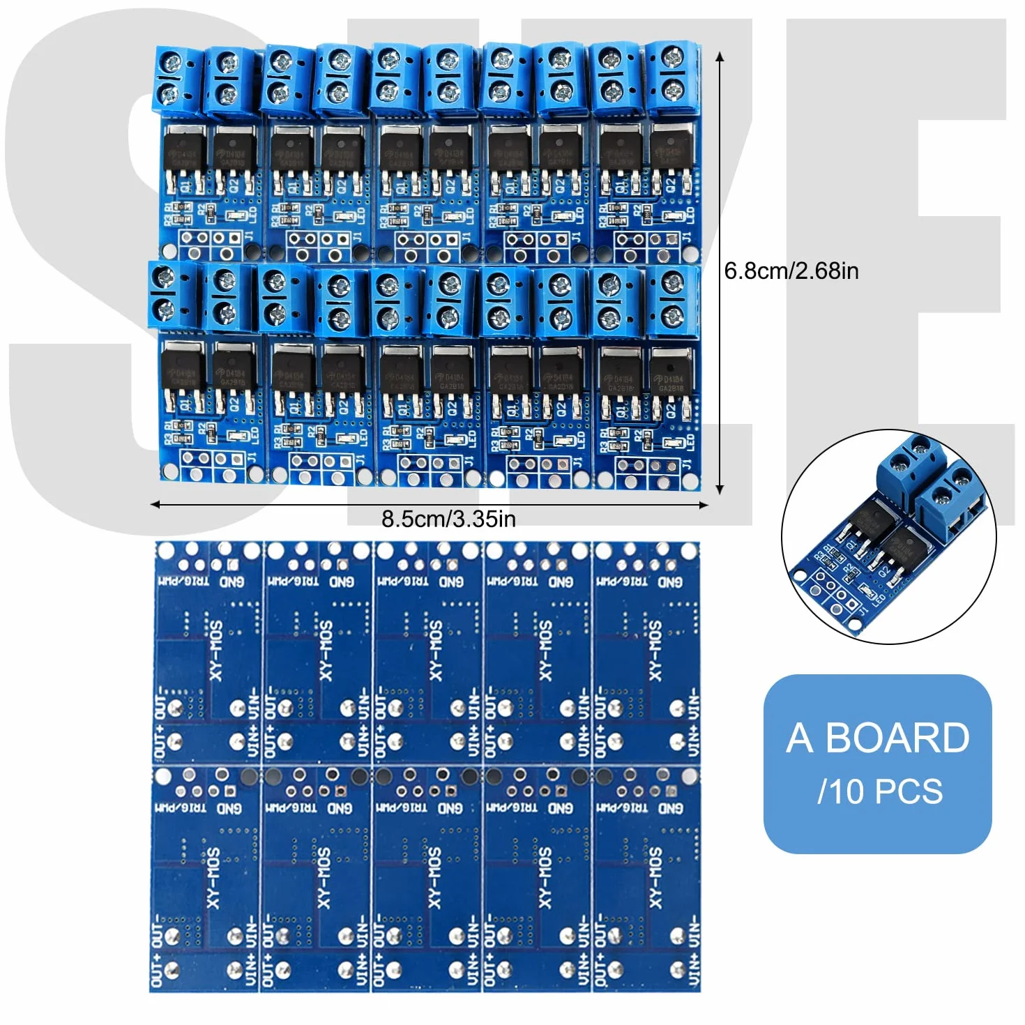 CHRI MOSFET moduł sterownika 5 V-36 V, 15 A (maks. 30 A), 400 W, podwójny moduł sterujący, regulacja PWM, elektroniczny przełącznik do Arduino (10 sztuk)