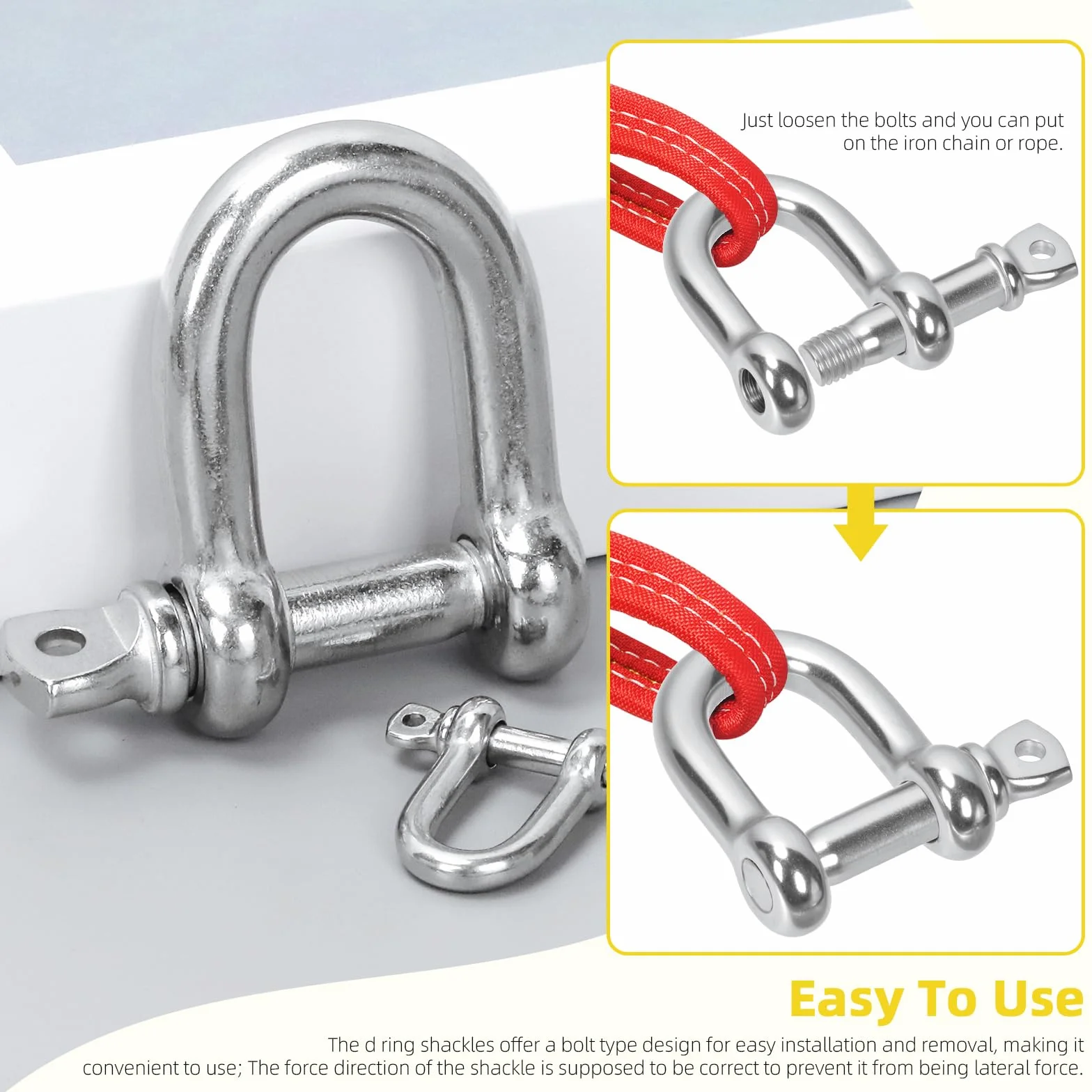 304 stal nierdzewna D Shackles śruba Pin Anchor Bow Shackle szekla widełkowa klasy morskiej