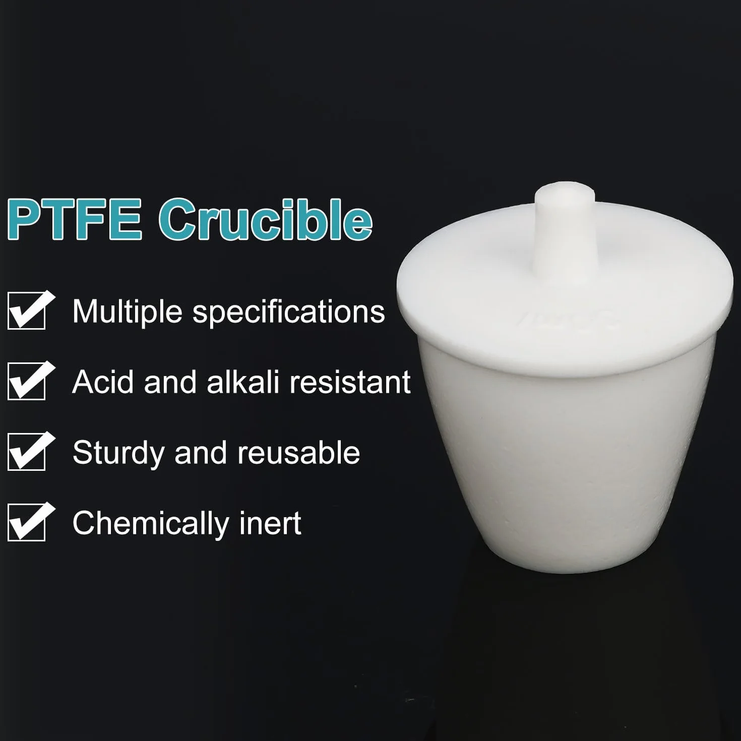 PTFE tygiel 50 ml z pokrywką odporny na kwasy i zasady