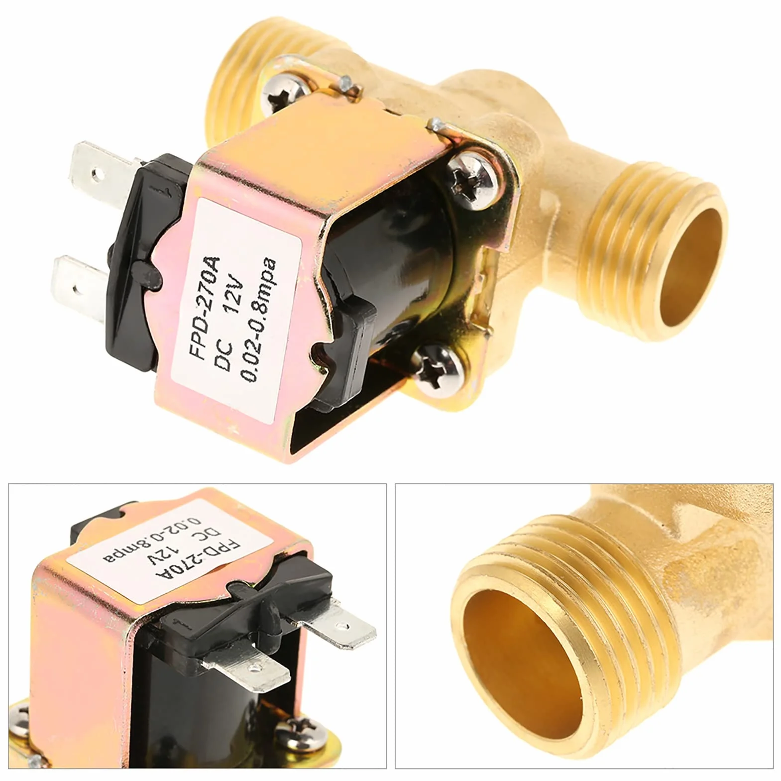 Elektryczny Zawór Elektromagnesu, 1/2 DC 12V Zwykle Zamknięty Mosiężny Zawór Kontroli Wody Przeciw Suchej, 0,02-0,8 MPa dla Grzejników, Oczyszczaczy, Systemów HVAC
