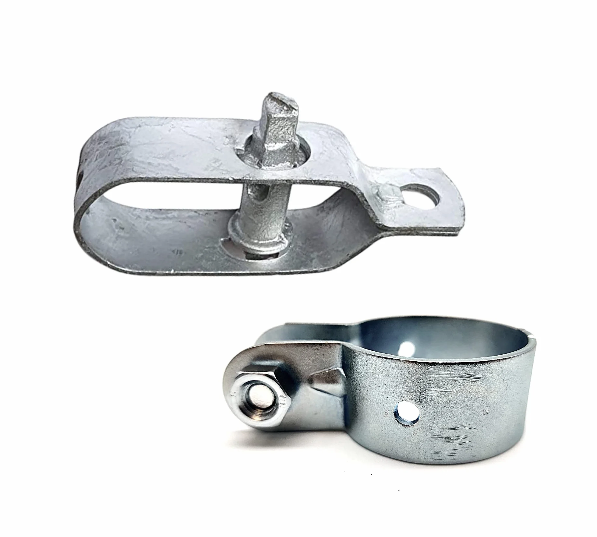 DOJA Barcelona | Napinacze do drutu i zacisku słupa | Pack 10 Napinacz ocynkowany + 10 Zacisk ogrodzeniowy 42mm | Zacisk stalowy ocynkowany ze śrubą | Okablowanie do osiedli, siatka metalowa