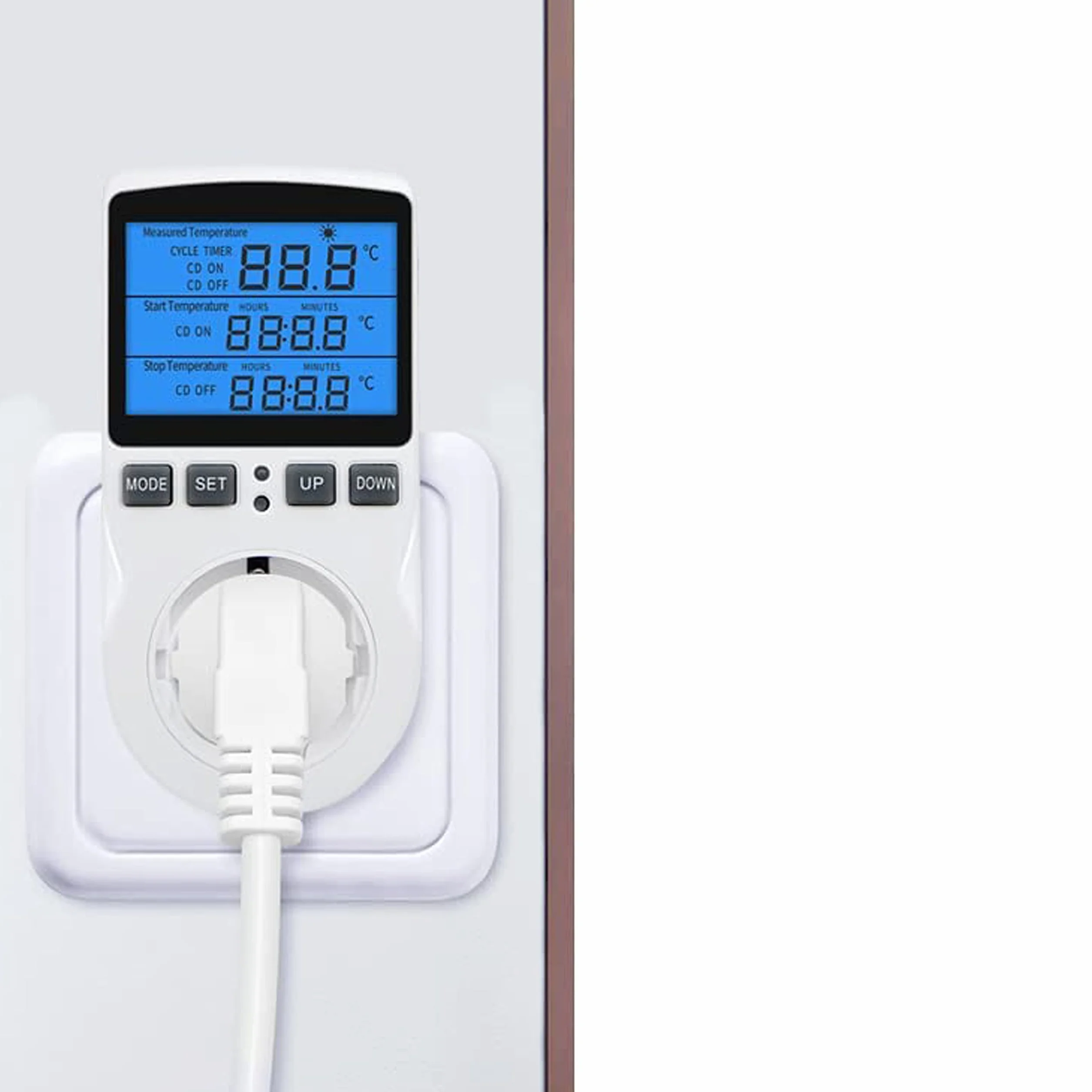 Retoo Termostat do gniazdka z czujnikiem temperatury 250 V LCD