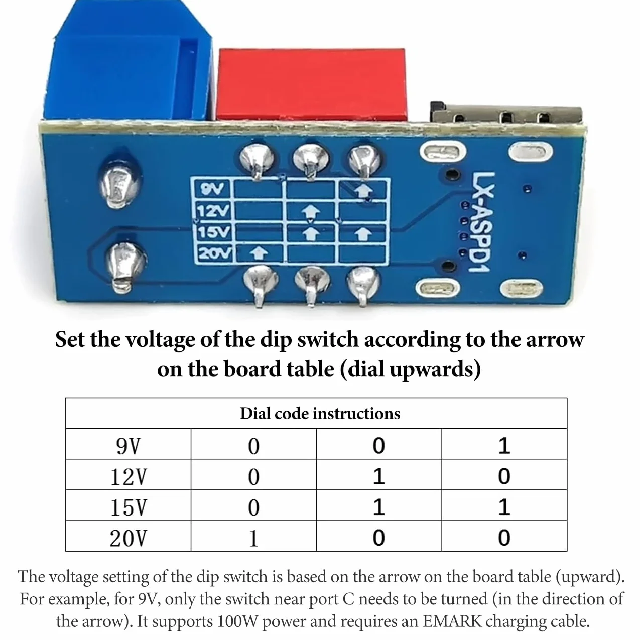 USB-C PD Trigger Board Moduł 3 szt. Przełącznik DIP 5V/9V/12V/15V/20V PD 3.0/2.0 QC 3.0 Ładowanie