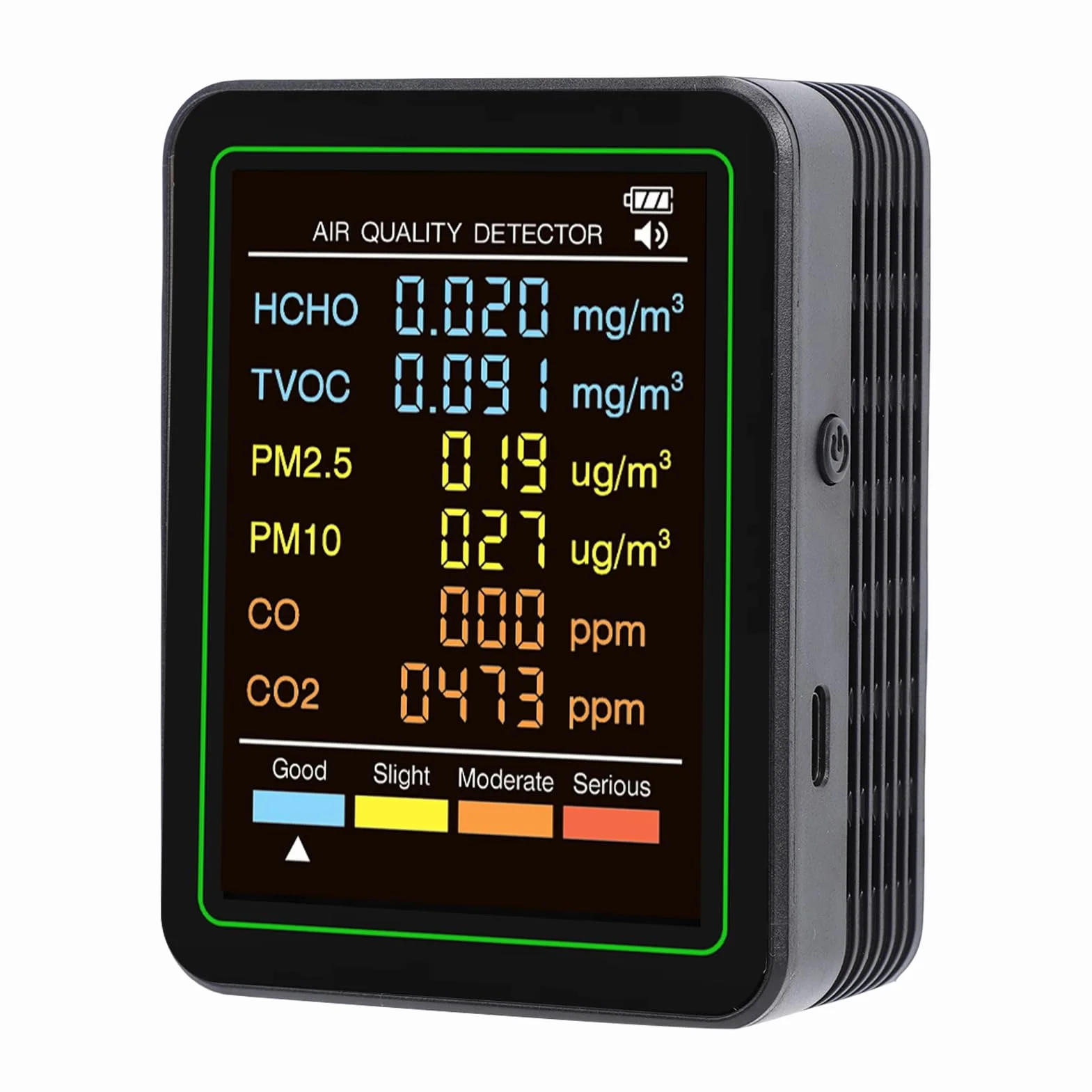 Elprico Monitor Jakości Powietrza 6 w 1, Wewnętrzny Detektor CO2 i Miernik PM2,5 PM10 z Elektrochemicznym Czujnikiem Podczerwieni, Przenośny Tester CO2 HCHO TVOC do Domu