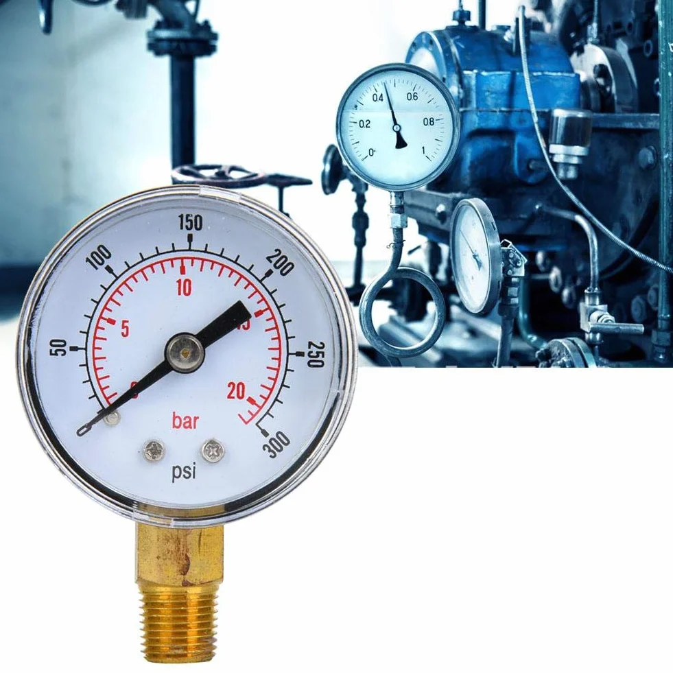 Manometr mechaniczny, manometr BSPT 1/8 cala do powietrza, oleju i wody (0-300 psi, 0-20 bar)
