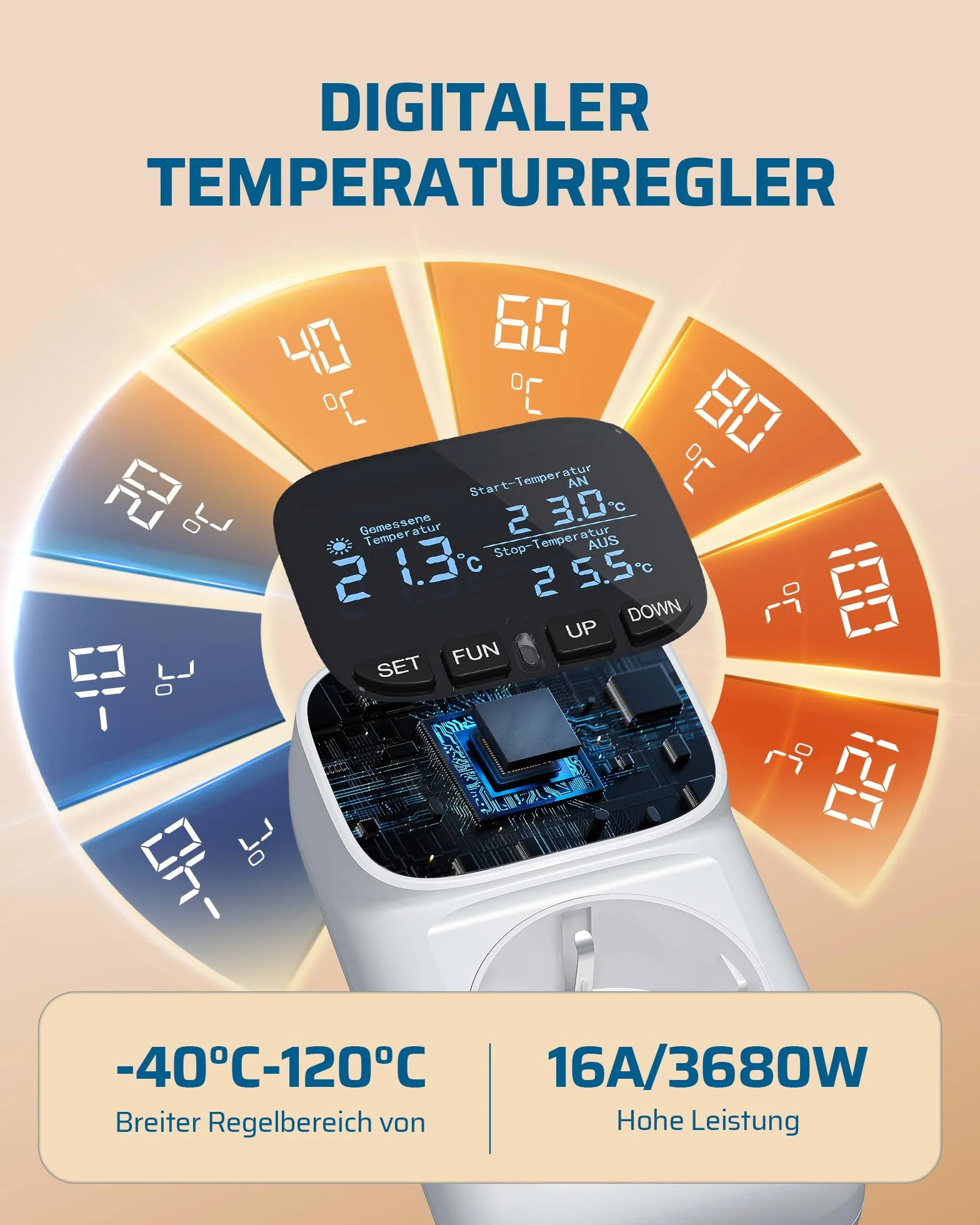 DEWENWILS Regulator temperatury 230 V cyfrowy termostat z czujnikiem do szklarni