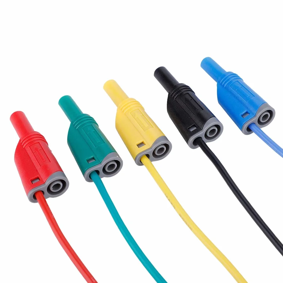 5 sztuk 3,3 stopy P1050-1 4mm przewód pomiarowy wtyczka bananowa bezpieczeństwo miękki silikon drut stos przewód pomiarowy 14AWG do multimetru