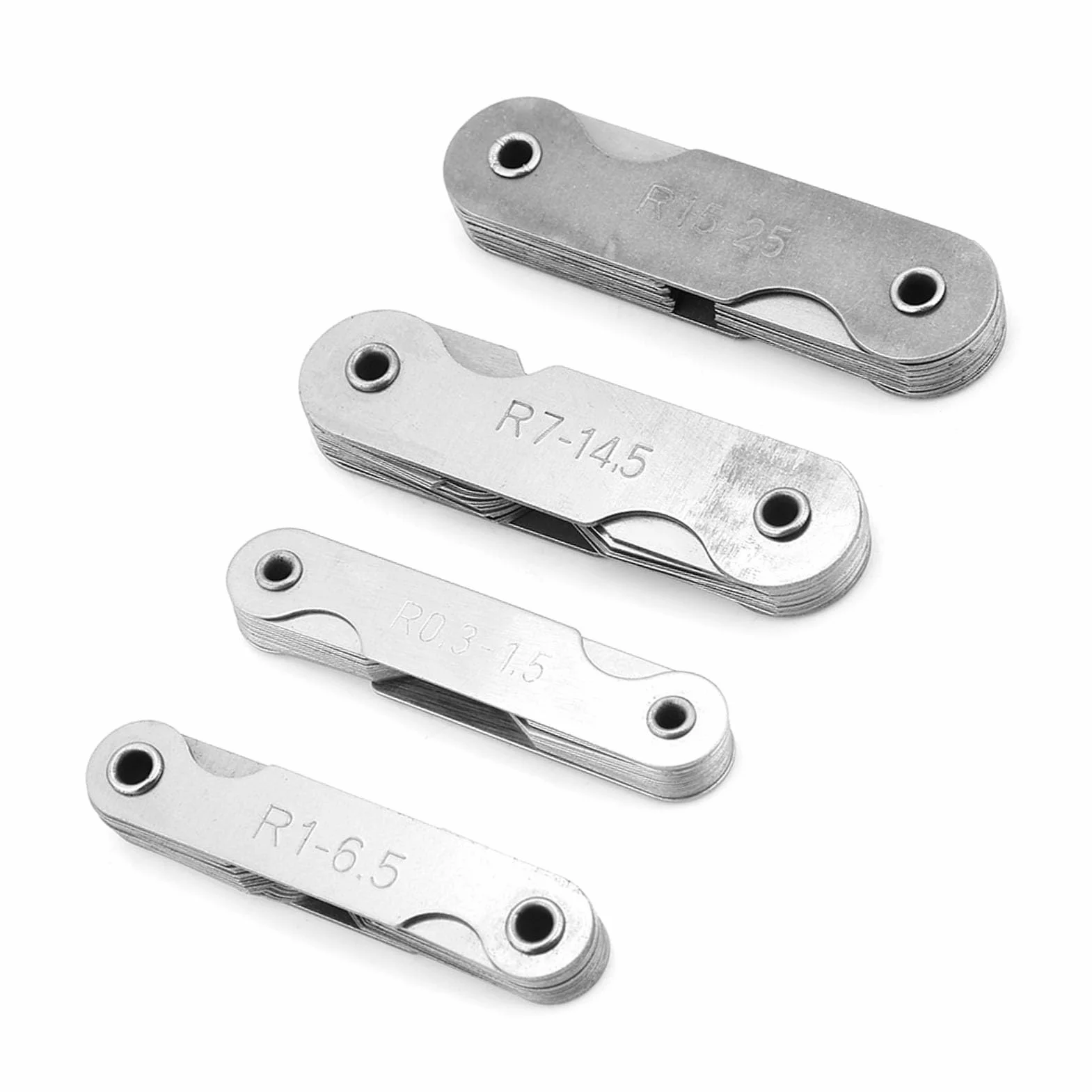 Hyuduo Miernik Promienia ze Stali Nierdzewnej, 4 Sztuki, Konkawny/Wypukły, R0.3-1.5/R1-6.5/R7-14.5/R15-25mm
