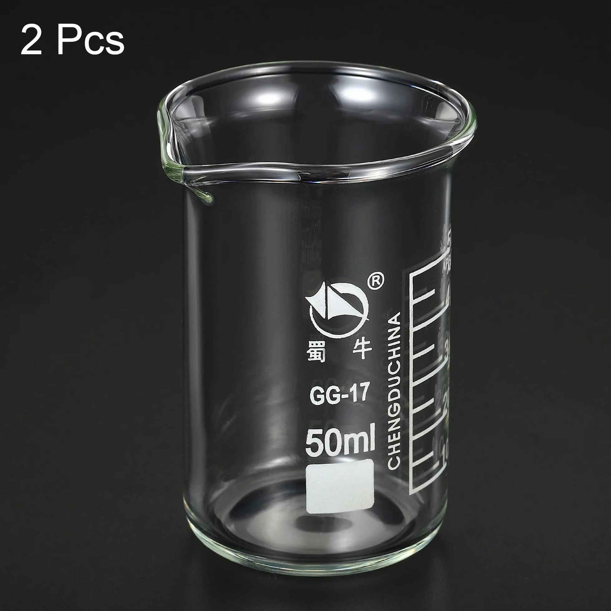 PATIKIL Szklana zlewka 50 ml 2 szt. szkło borokrzemowe stopniowana z wylewką
