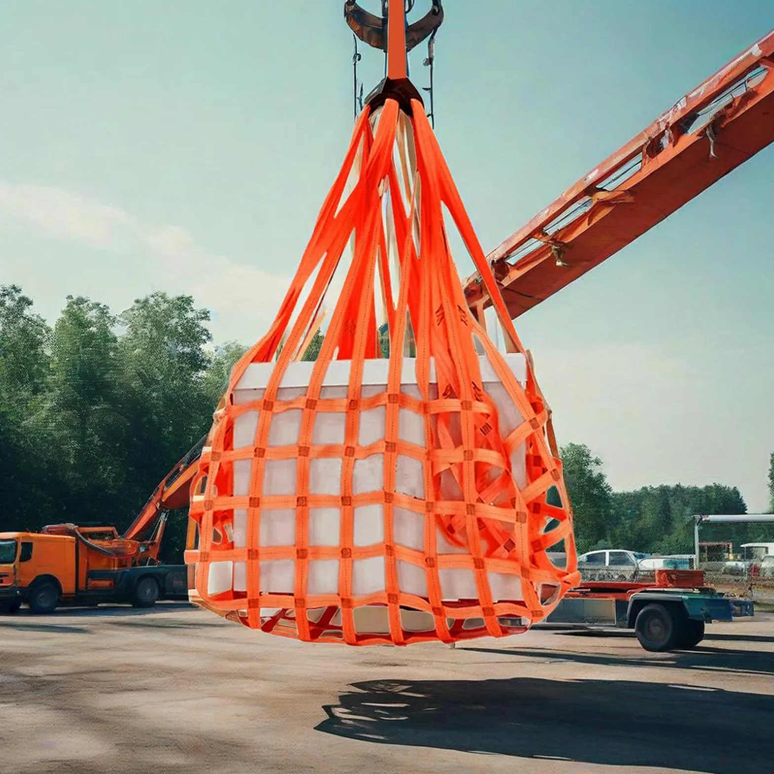 Siatka zabezpieczająca ładunek 1 x 1 m – nośność 300 kg, siatka odgradzająca, wielkość oczek 10 cm – wisząca siatka ładunkowa do podnoszenia towarów, podnoszenia w pionie, wytrzymała